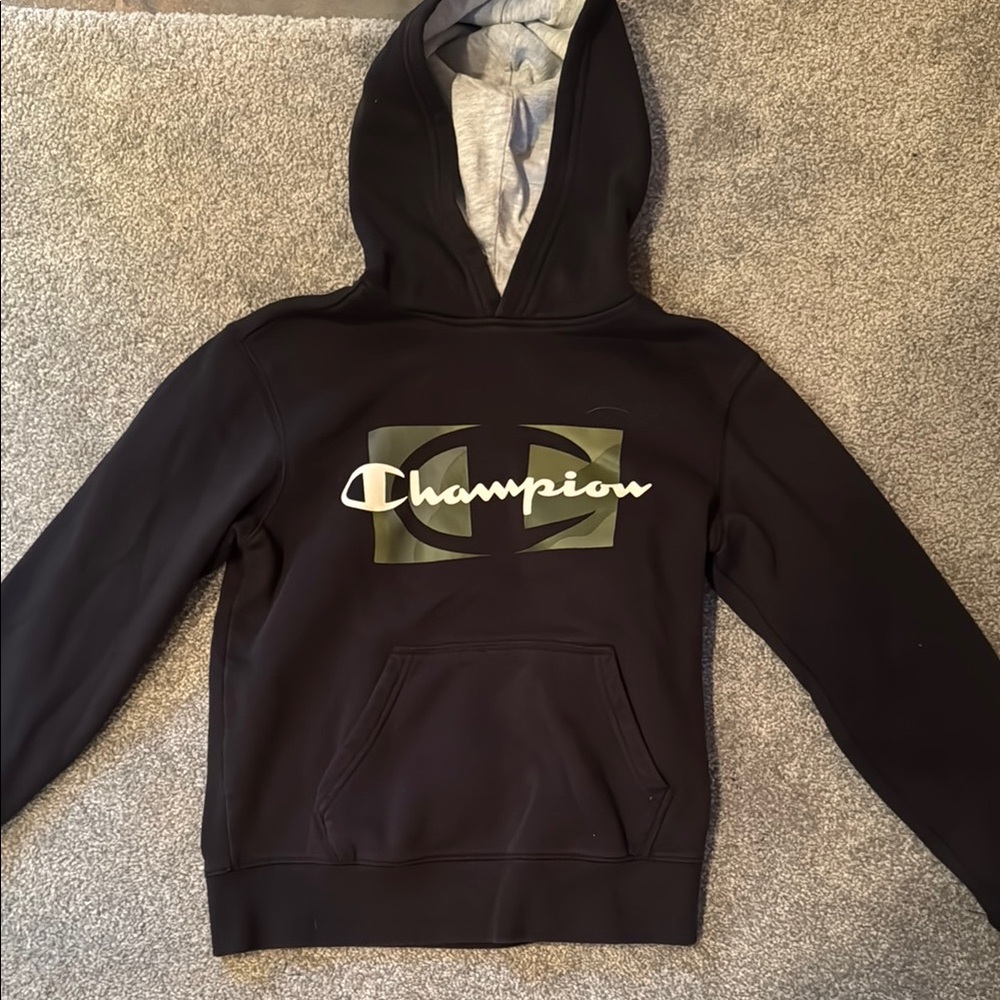 Champion Black Hoodie with Logo